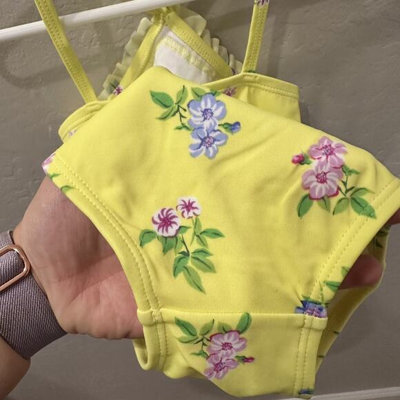 Janie and Jack Yellow Floral Ruffle One Piece Swimsuit - Picture 4 of 7